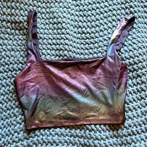 Silky rainbow chrome crop top / sports bra